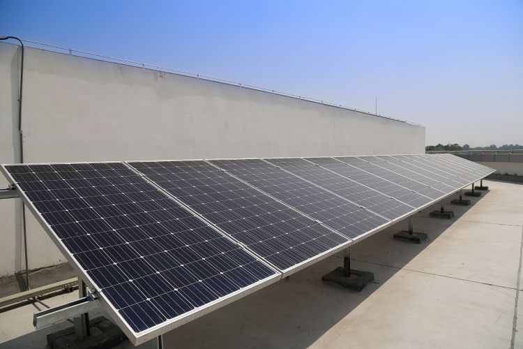 solar panel on three story home building