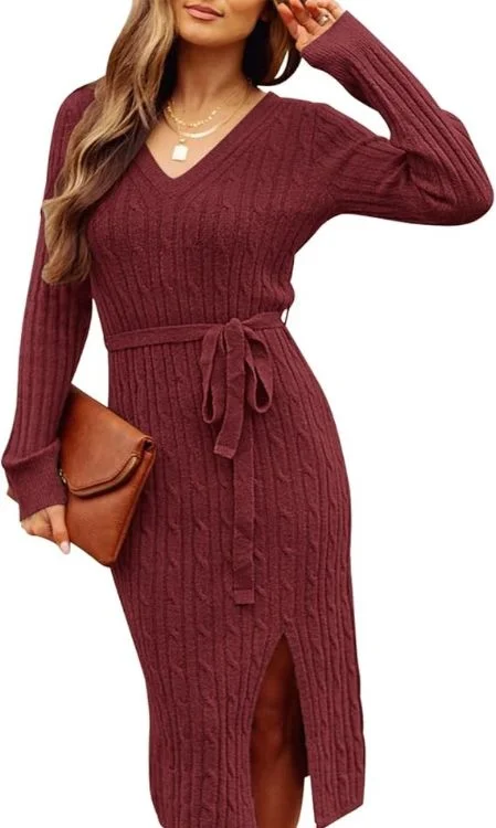 Belted Sweater Dress