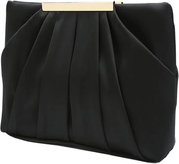 CHARMING TAILOR Clutch Evening Bag Elegant Pleated Satin Formal Handbag Simple Classy Purse for Women
