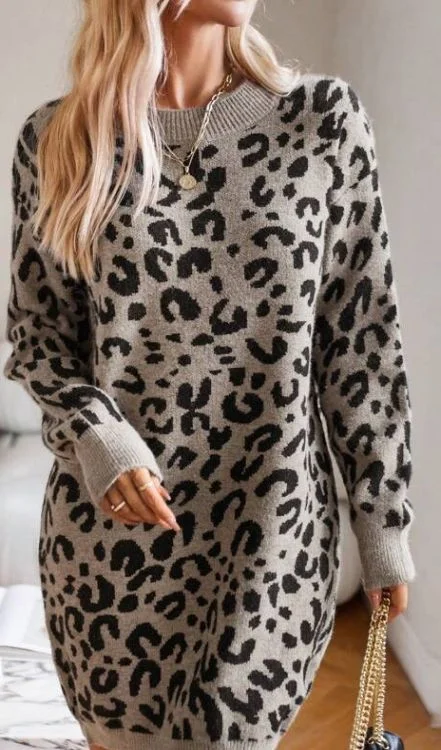 Sweater Dress with Patterns and Prints