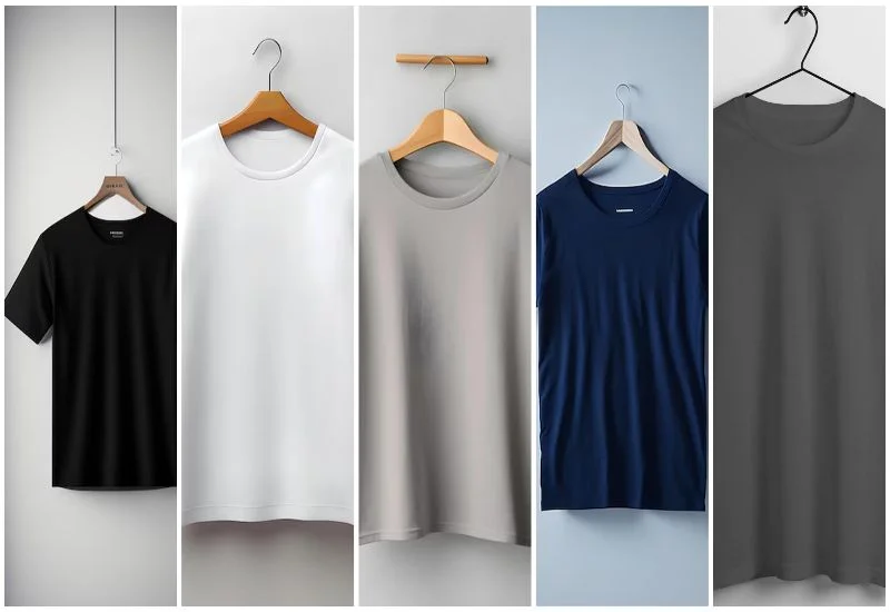 Black, White, Grey, Navy blue, and Grey Charcoal Colors shirts